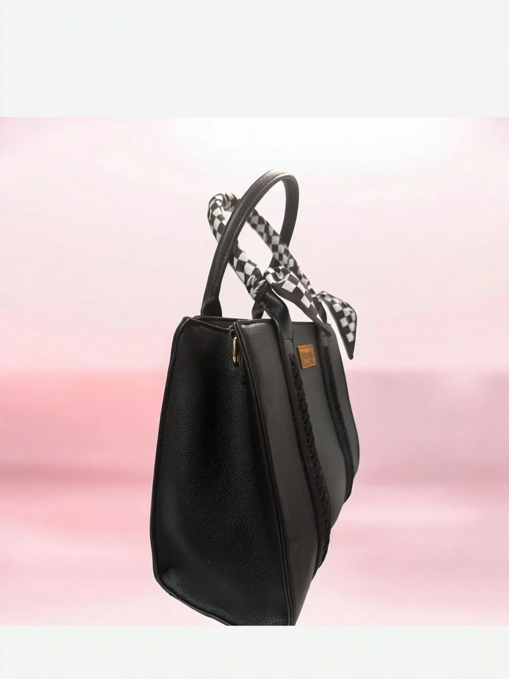 Wrangler Black Faux Leather Tote with Removable Pouch and Detachable Strap
